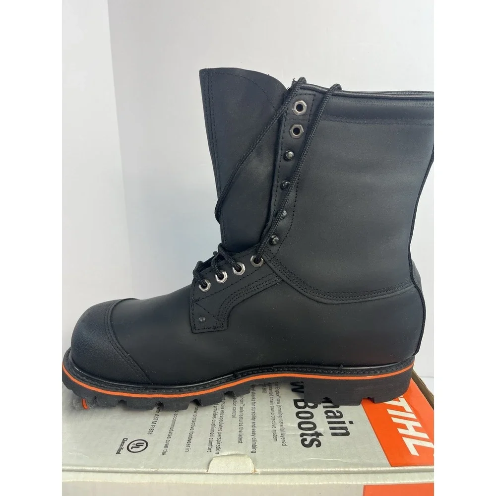 Stihl Promark Pro Chainsaw Boots Men's Size 12.5M Black Leather Steel Toe